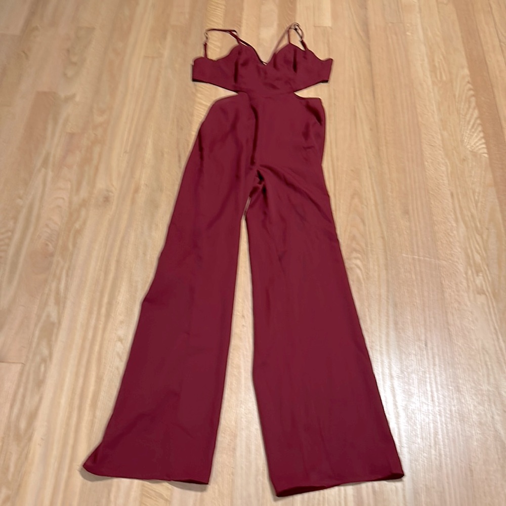 privy Burgundy Cutout Wide-Leg Jumpsuit